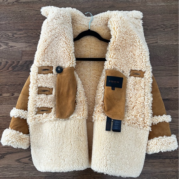 Coach shearling coat XXS in Honey with Tag - Picture 5 of 12